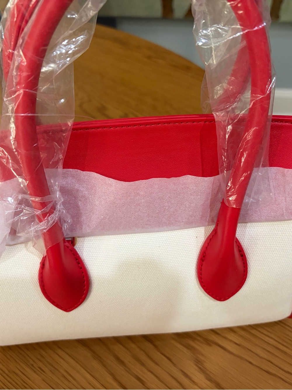 Anthropology Red and White Women's Tote Bag - Stylish Everyday Carry
